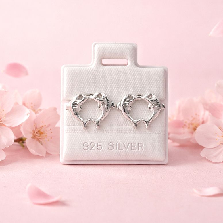 Delfín doble corazón Plata 925 Mexicana 