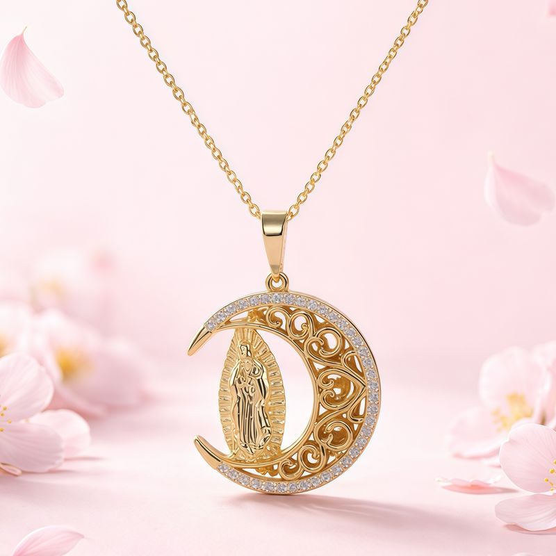 Dúo Cadena y virgen en luna con plata chapeada Plata 925 koreana 