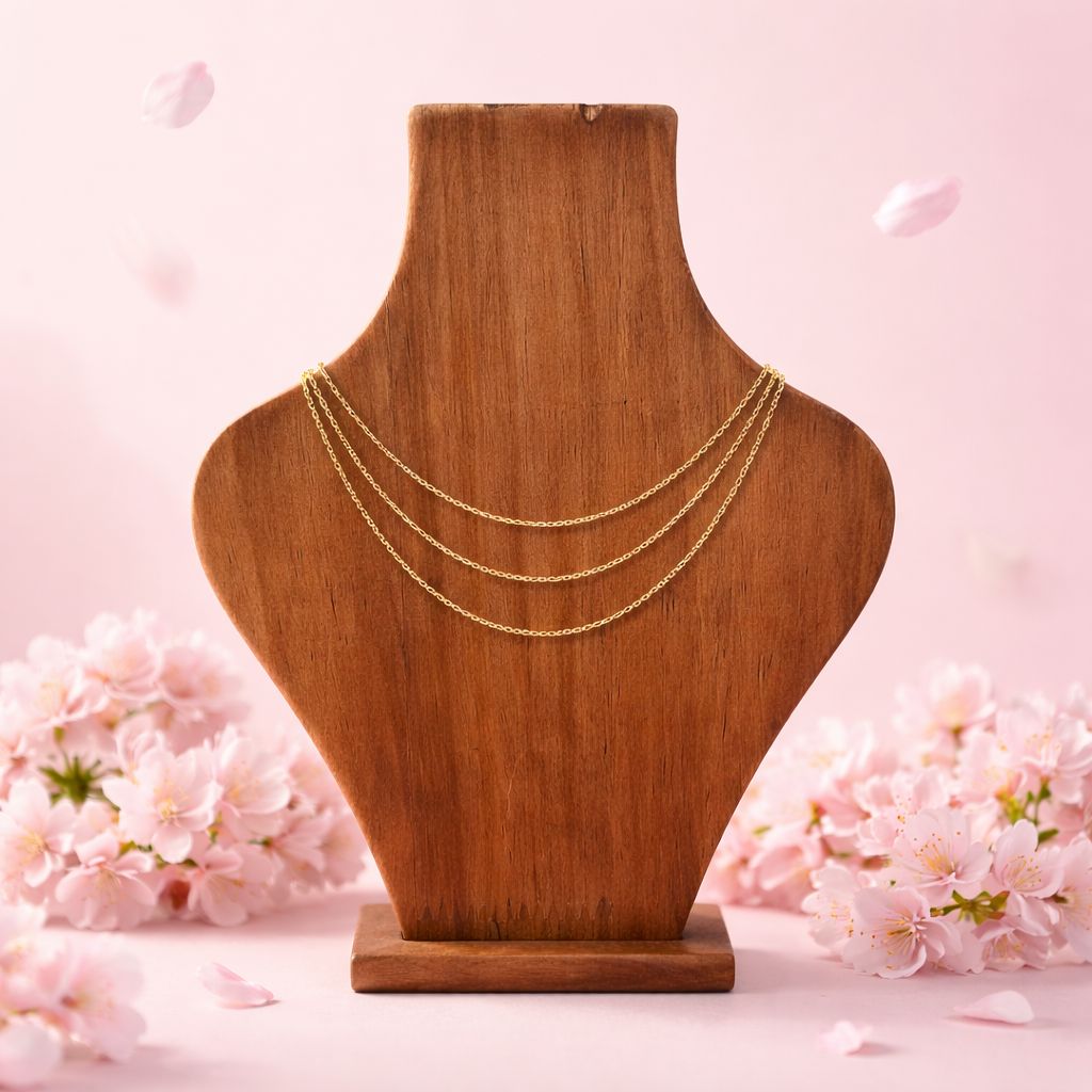 Cadena brillante con a chapa de Oro 18” en Plata 925 Italiana