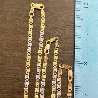 Cadena Valentino bicolor 3mm de ancho 20” de largo Plata 925 Italiana 
