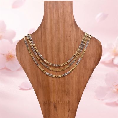 Cadena Valentino bicolor 3mm de ancho 20” de largo Plata 925 Italiana 