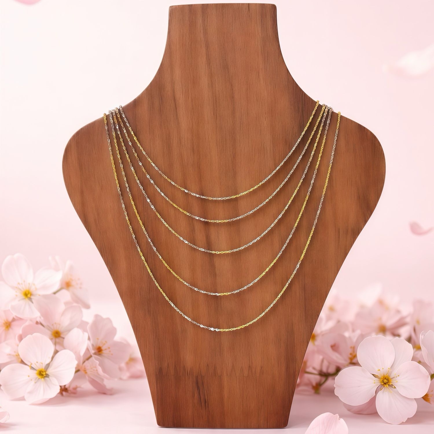 Cadena Bicolor chapa mide 20” de largo Plata 925 italiana 