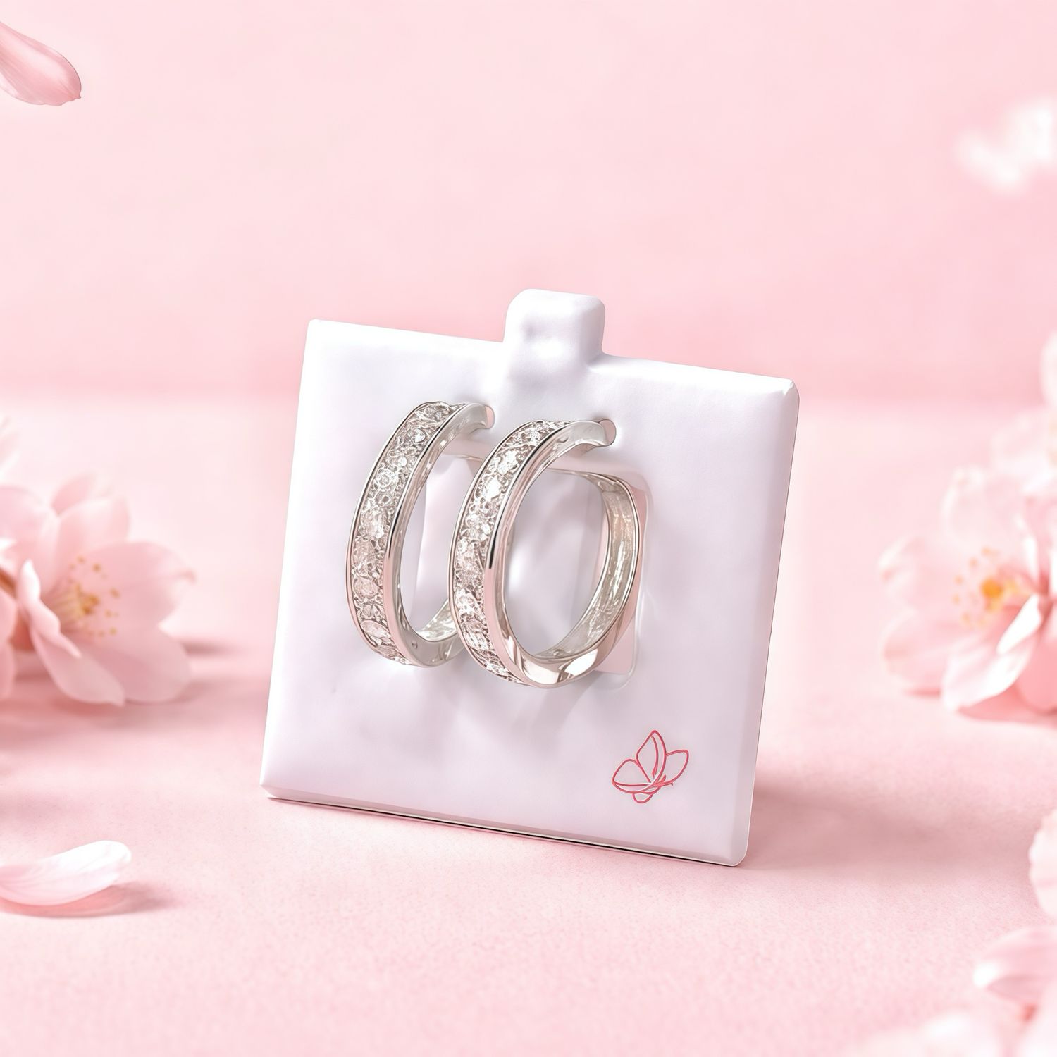 Huggie zirconias Blancas mide 14mm Plata 925 Mexicana