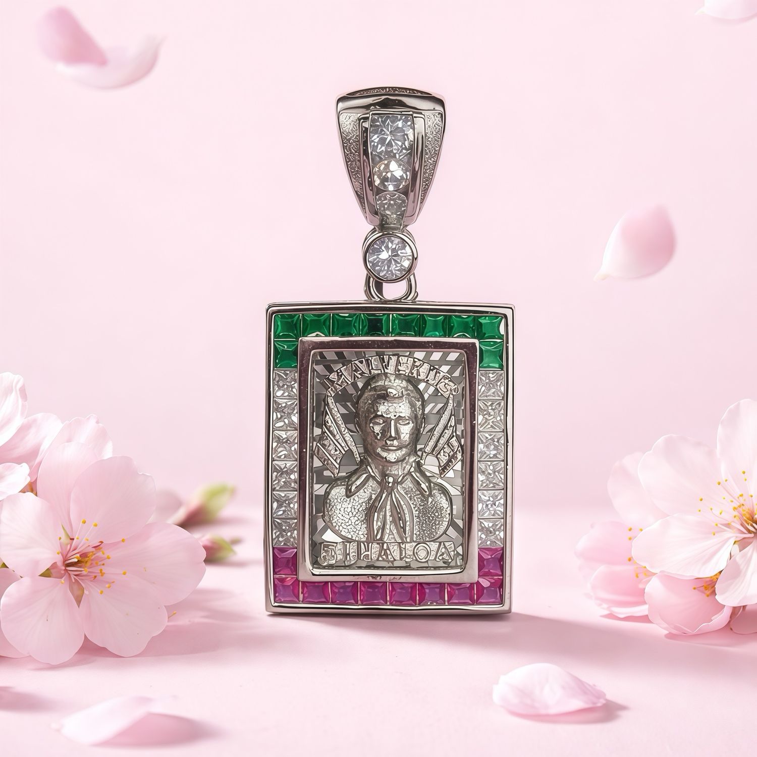 Dije Malverde Tricolor 1.4cm Plata 925 Koreana