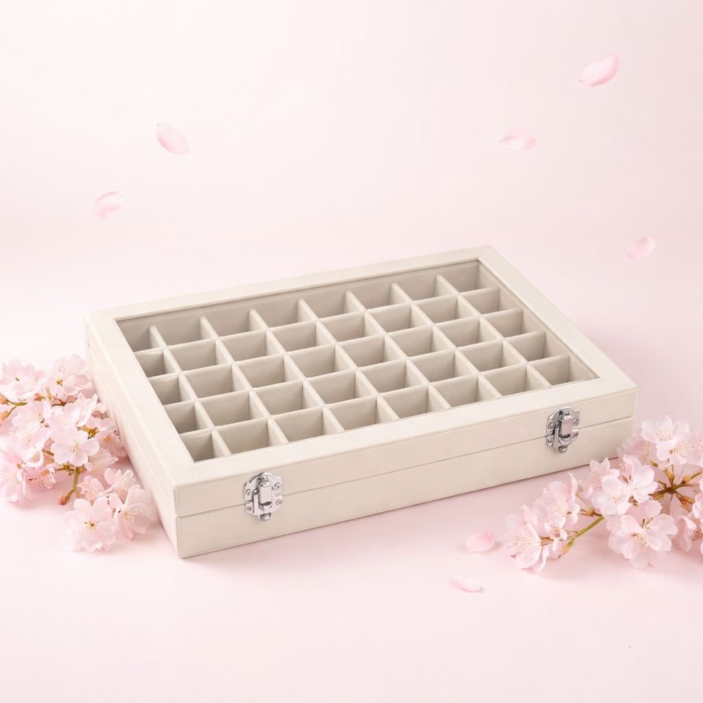 Estuche con 48 compartimentos, color Beige 