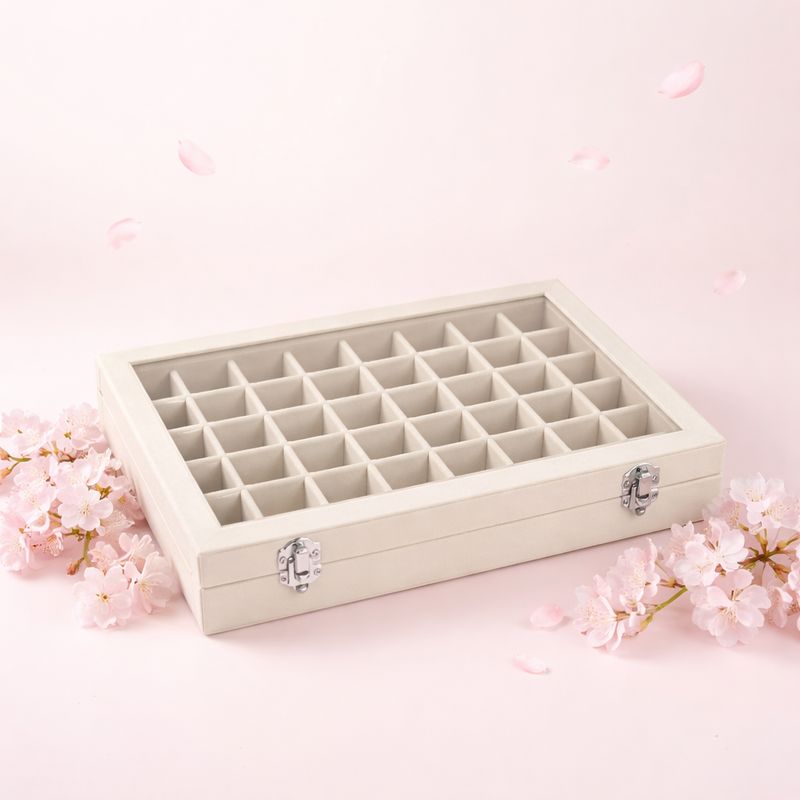 Estuche con 48 compartimentos, color Beige 