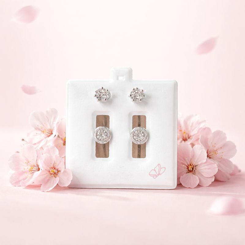 Broquel curvo 5mm/3mm Blanco con Blanco Plata 925 