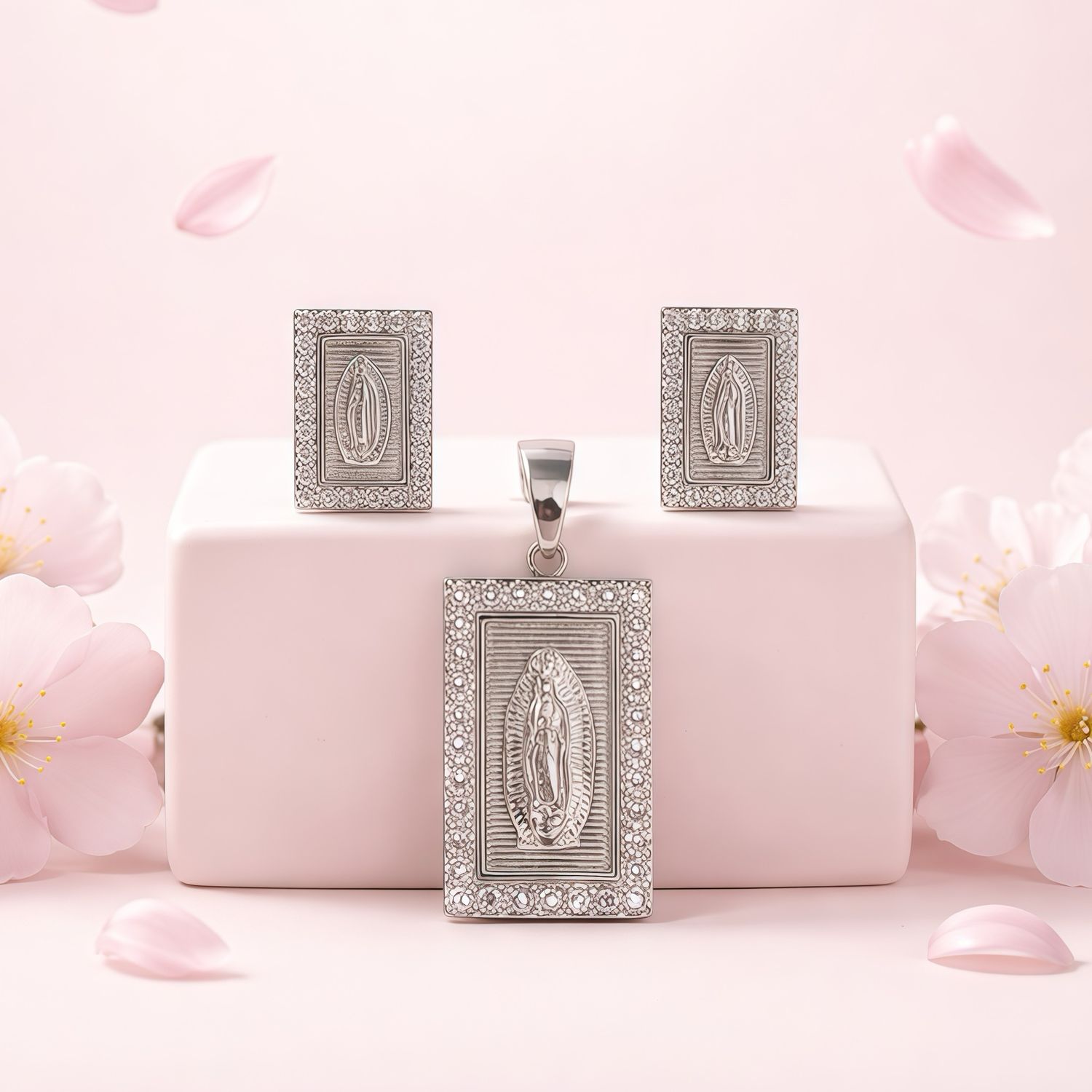 Set Virgen premium Micropabe Plata 925 Koreana con rodio