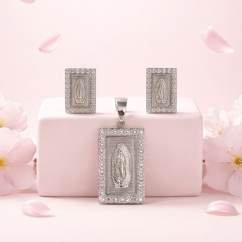 Set Virgen premium Micropabe Plata 925 Koreana con rodio