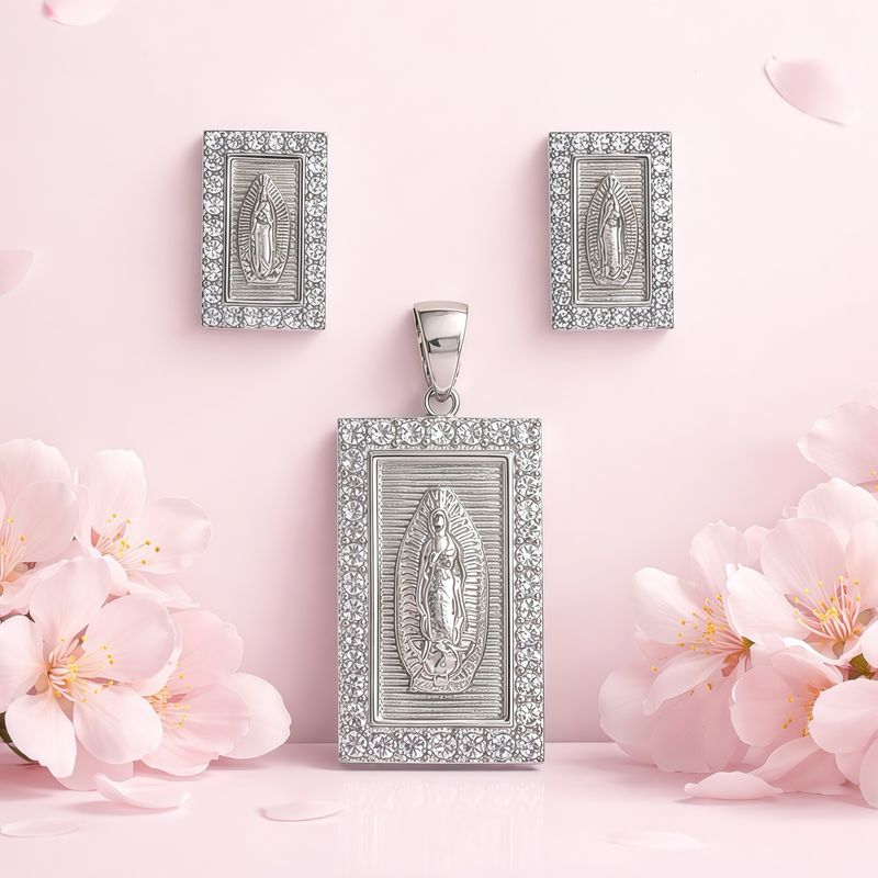 Set Virgen premium Micropabe Plata 925 Koreana con rodio