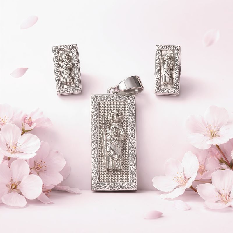 Set San Judas  premium Micropabe Plata 925 Koreana con rodio