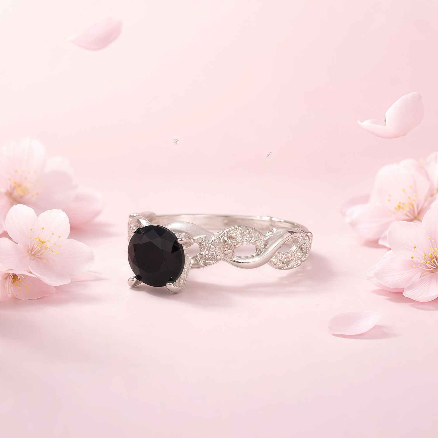 Anillo Solitario Infinito Blanco  #7  Plata 925 MX