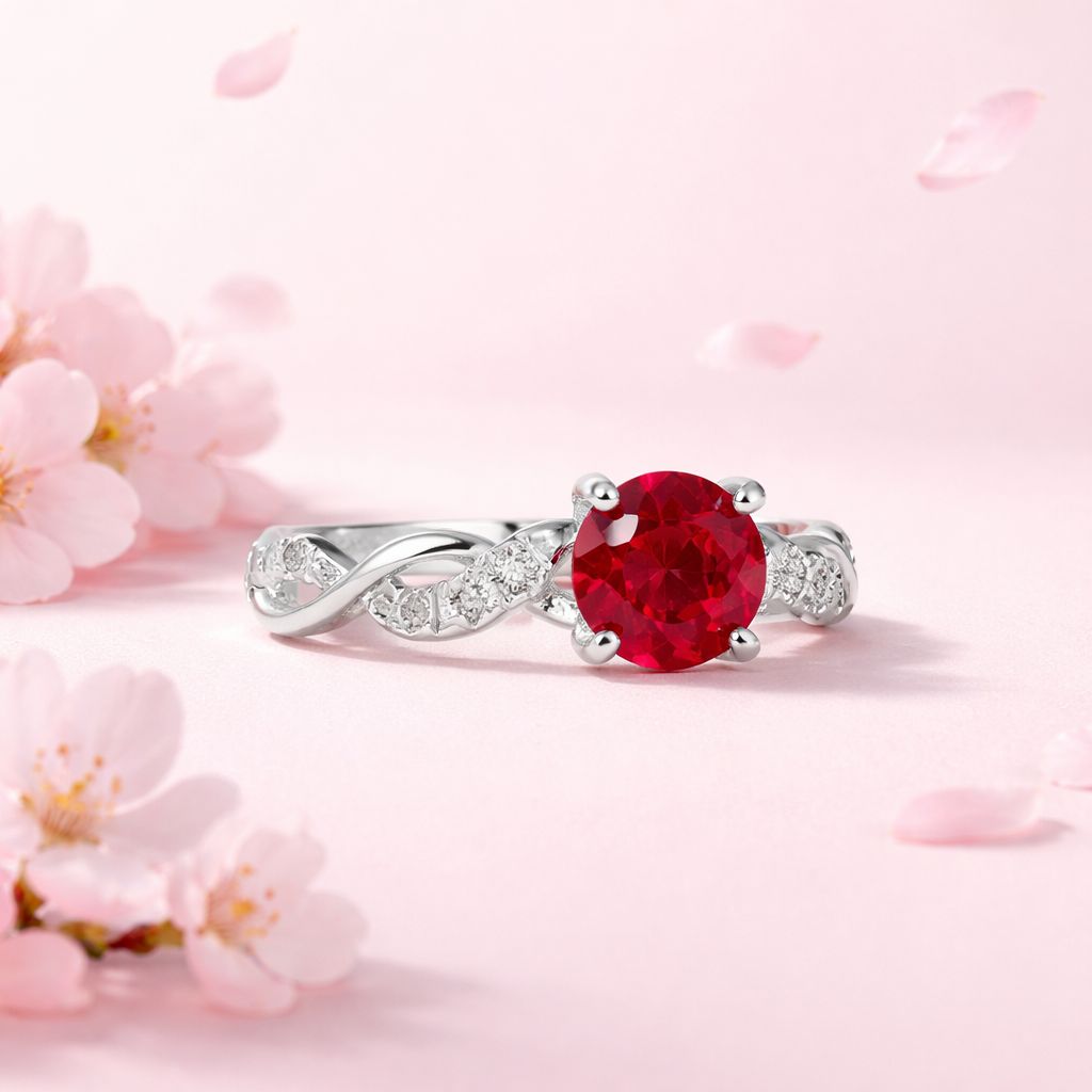 Anillo Solitario Infinito Artesanal Rojo Plata 925 MX