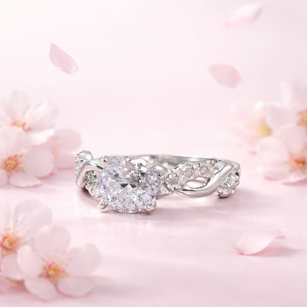 Anillo Solitario Infinito Blanco   #7  Plata 925 MX