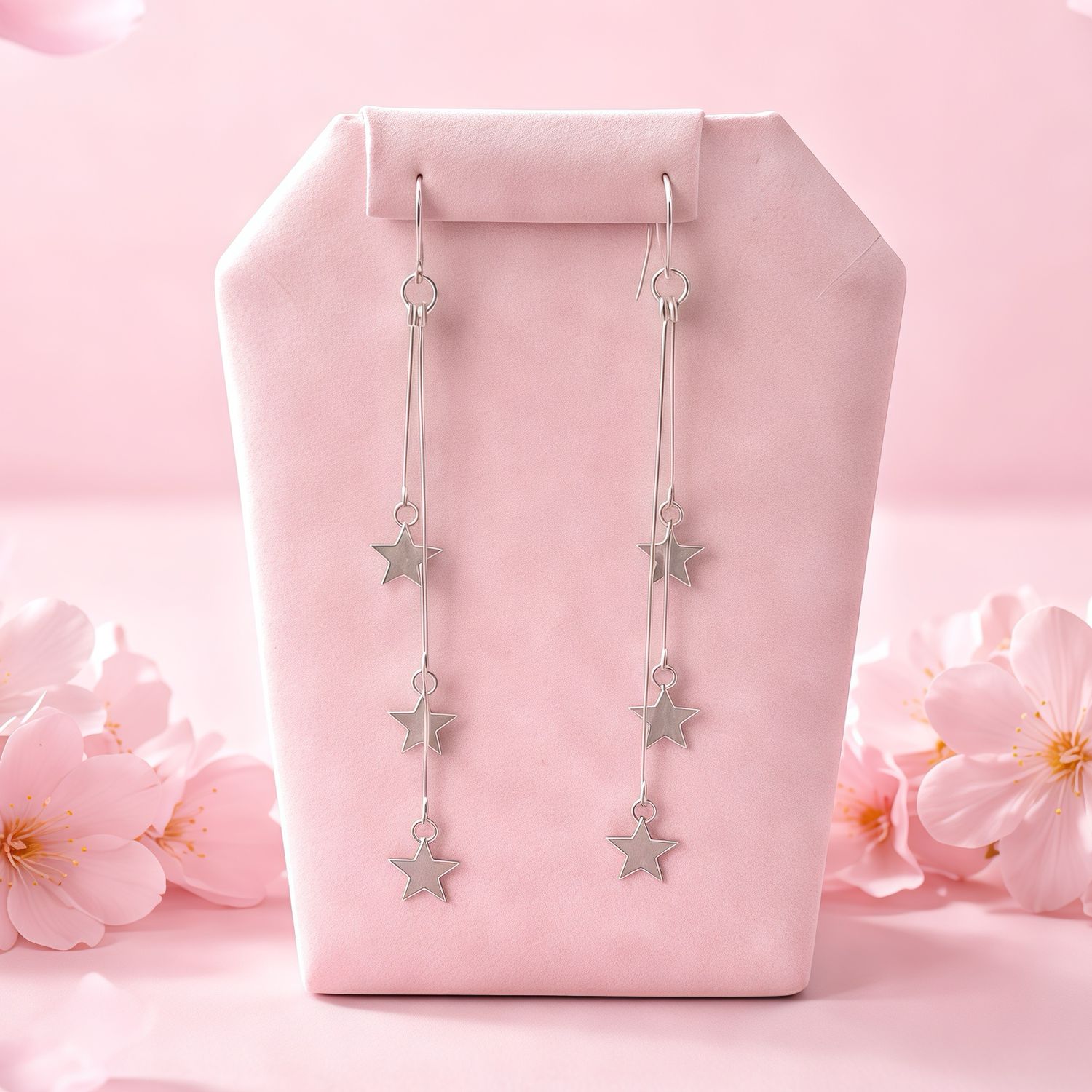 Arete Largo Movil con estrellas Plata 925 MX