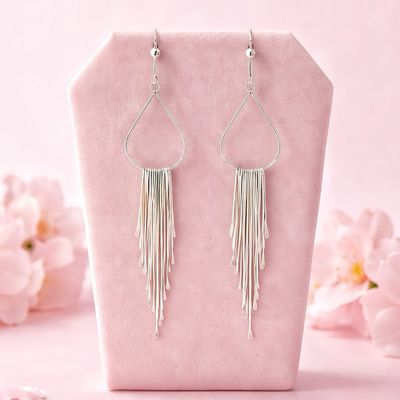 Arete Largo Movil  Plata 925 MX