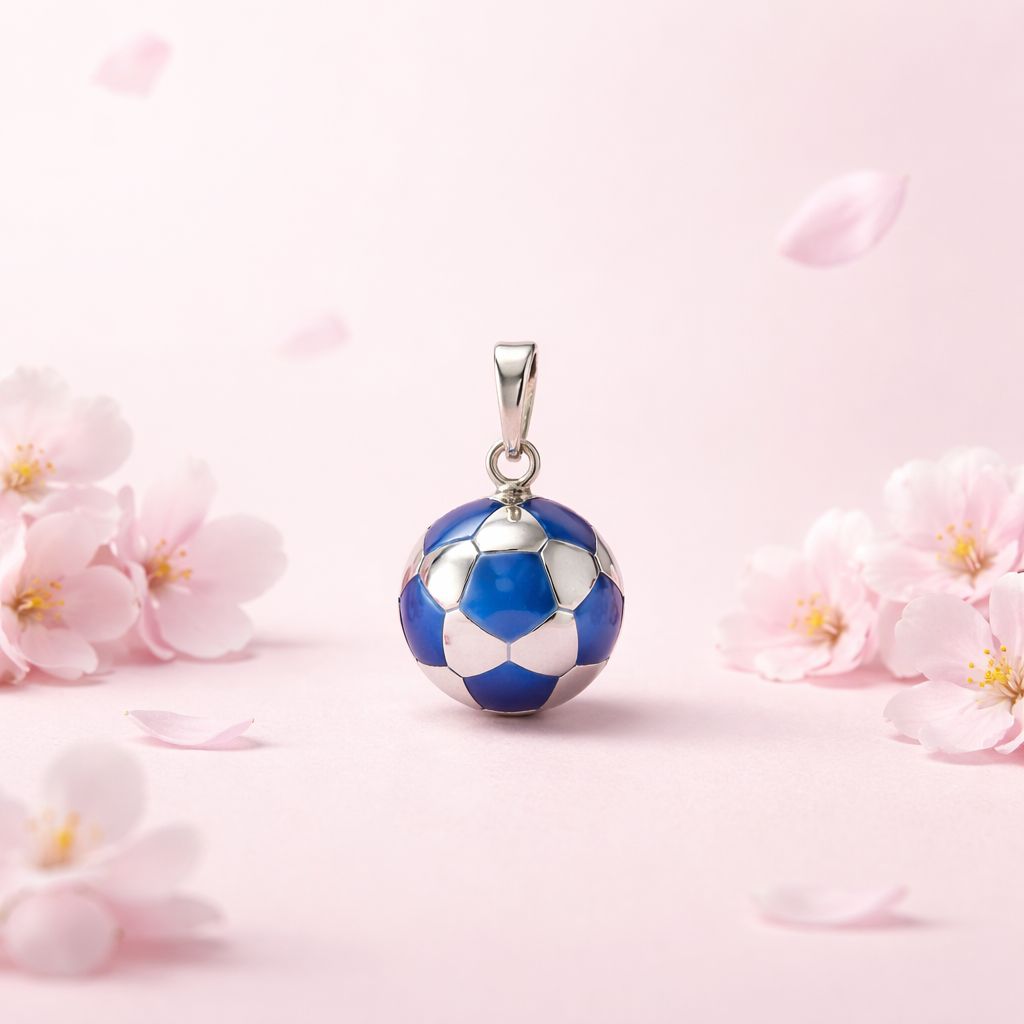 Balon de Soccer Azul Plata mide 14mm Plata 925 MX