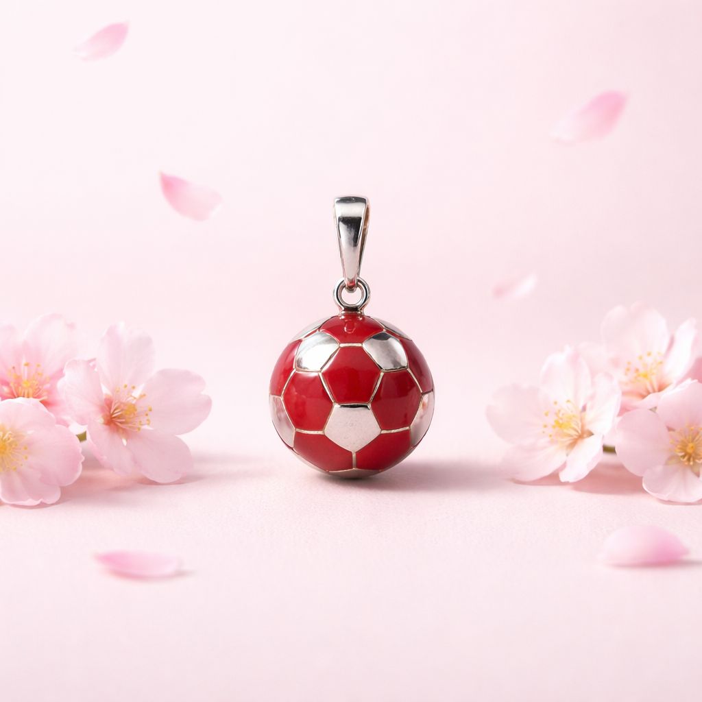 Balon de Soccer Rojo  mide 14mm Plata 925 MX