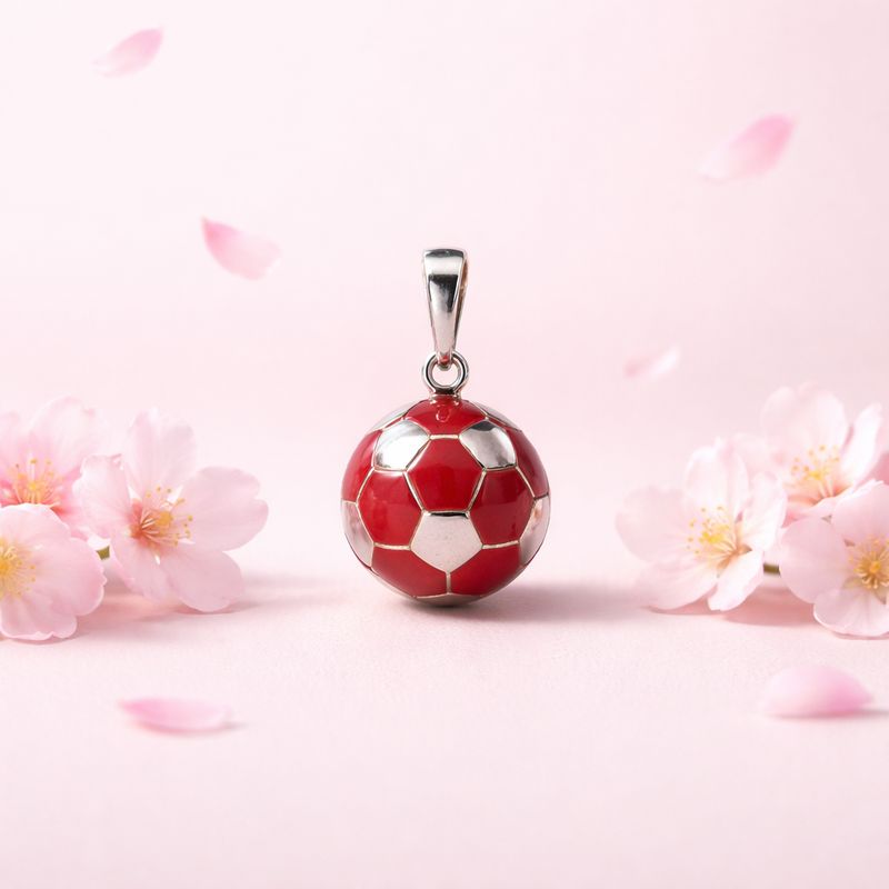 Balon de Soccer Rojo  mide 14mm Plata 925 MX