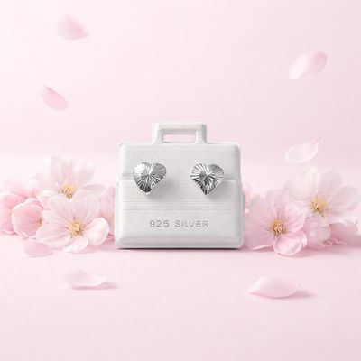 Broquel Corazon diamantado Plata 925 Broche de Bolita