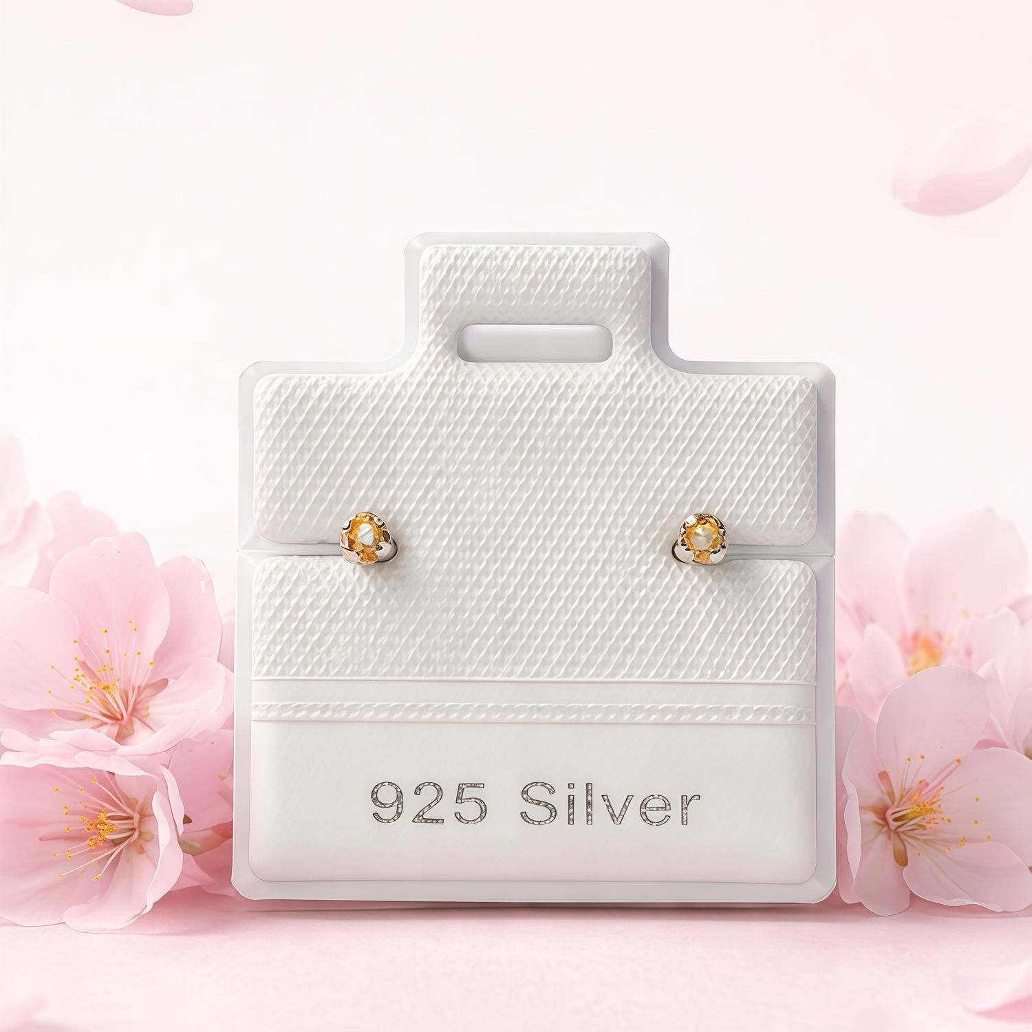 Broquel Cubico Redondo 2MM Ambar plata 925 MX Broche de Bolita