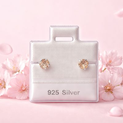 Broquel Cubico Redondo 4MM Ambar plata 925 MX Broche de Bolita