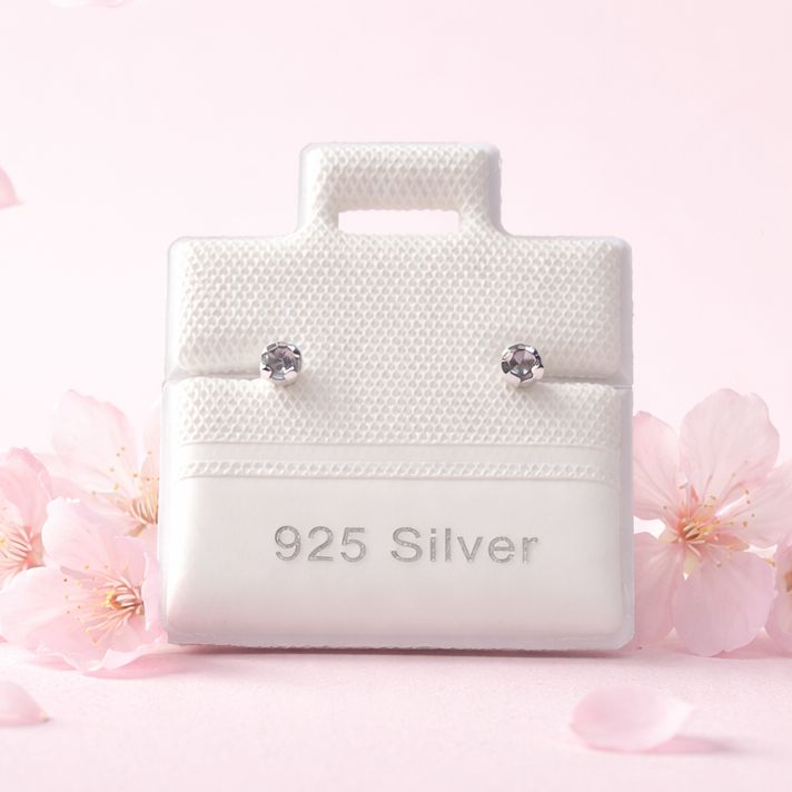 Broquel Cubico Redondo 2MM Morado plata 925 MX Broche de Bolita