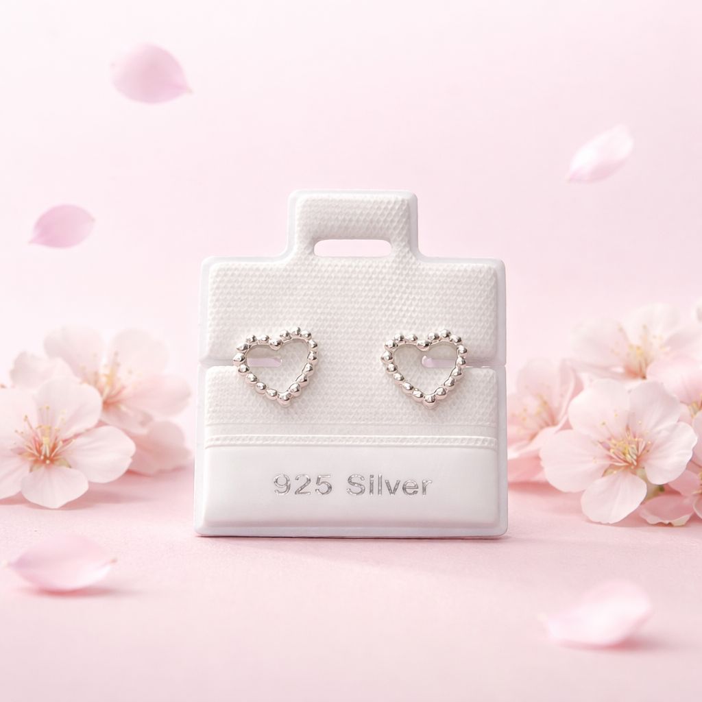 Broquel Corazon Boleado Mide 7mm , Broche de bolita plata 925