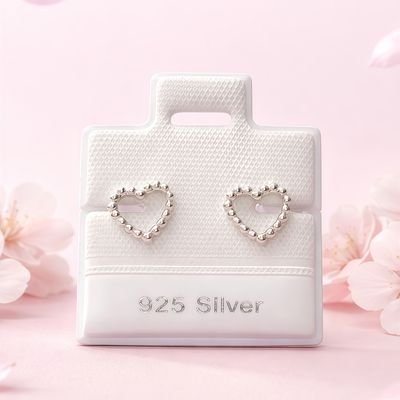 Broquel Corazon Boleado Mide 7mm , Broche de bolita plata 925