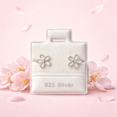 Broquel Florecita 5 pétalos Mide 7mm , Broche de bolita plata 925