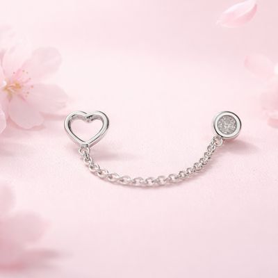 Broquel Cadenita Corazon SiluetaPlata 925
