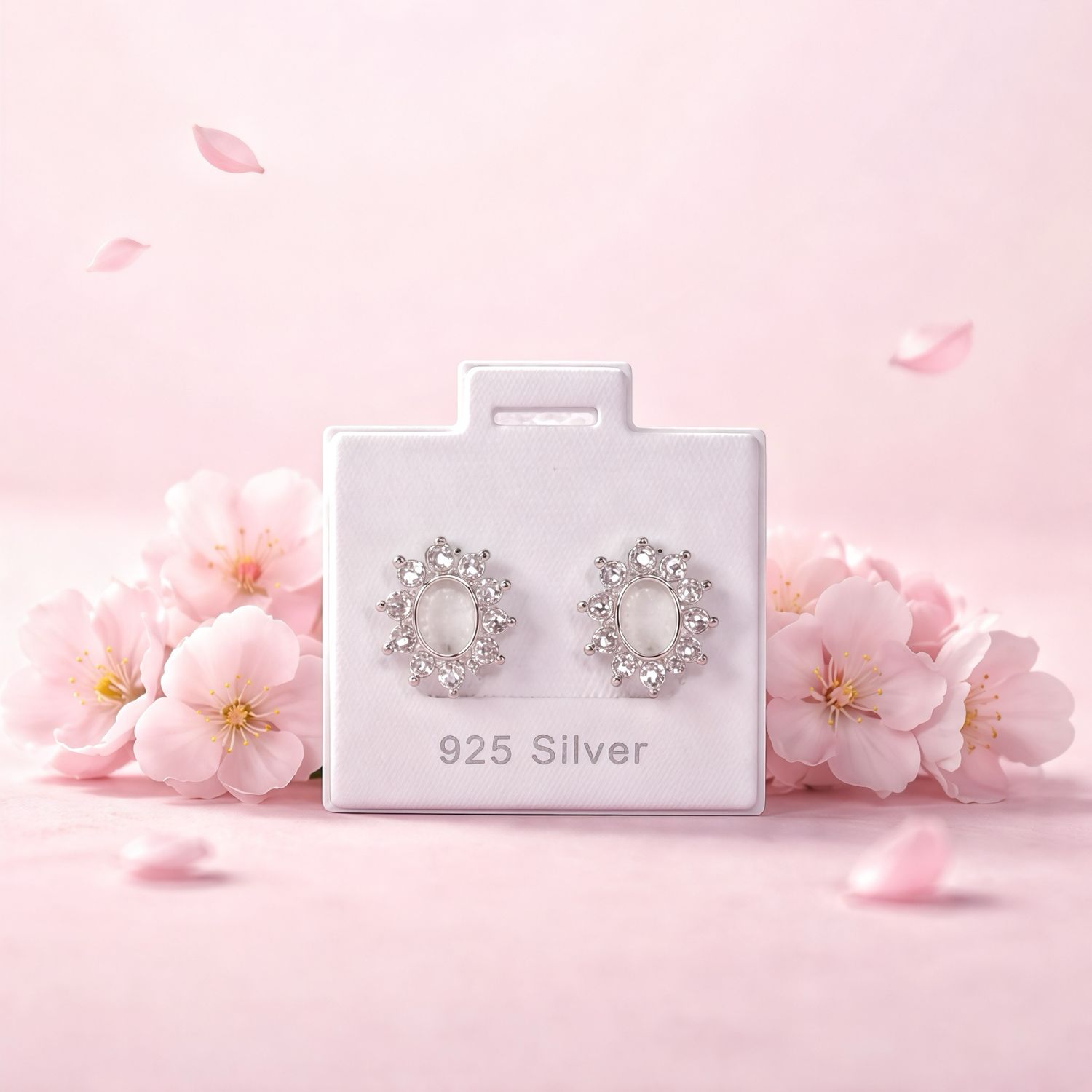 Broquel Premium Roseta Blanca plata 925 Broche de Bolita