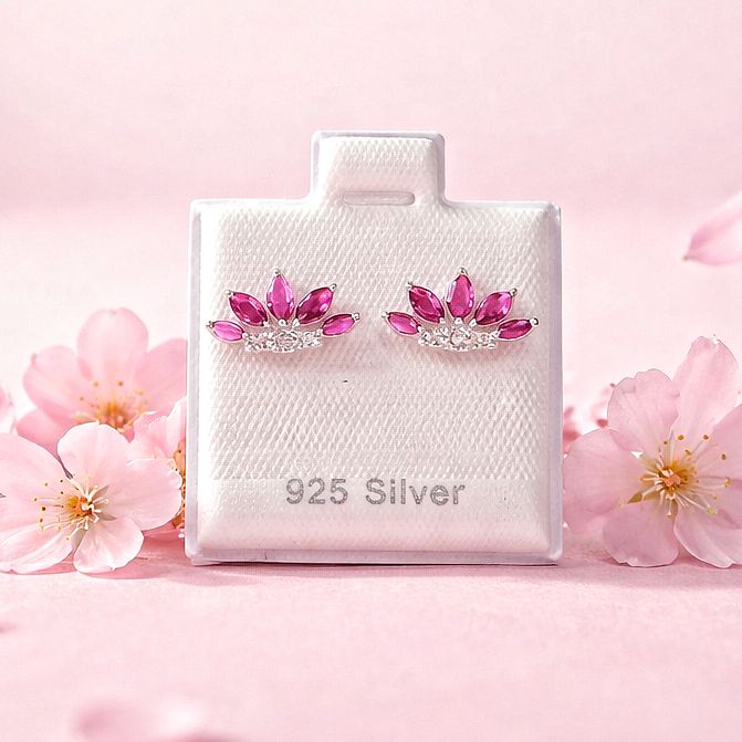 Broquel Premium Abanico de finas zirconias mide 10mm plata 925 Broche de Bolita