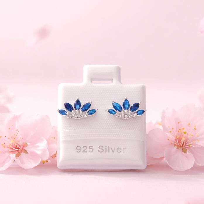 Broquel Premium Abanico de finas zirconias mide 10mm plata 925 Broche de Bolita