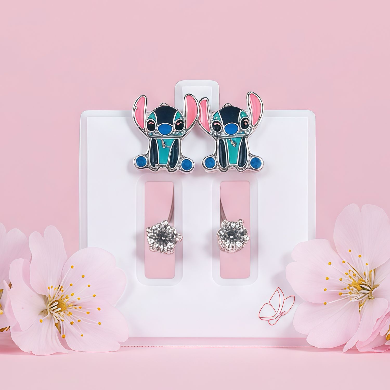 Broquel Curvo Animalito Azul con esmalte JUMBO Plata 925