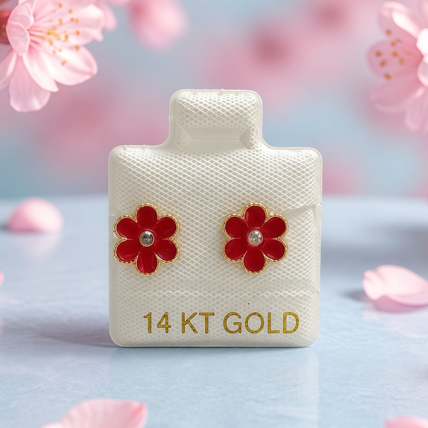 Broquel Flor Esmalte  8.5mm Oro 10K MX