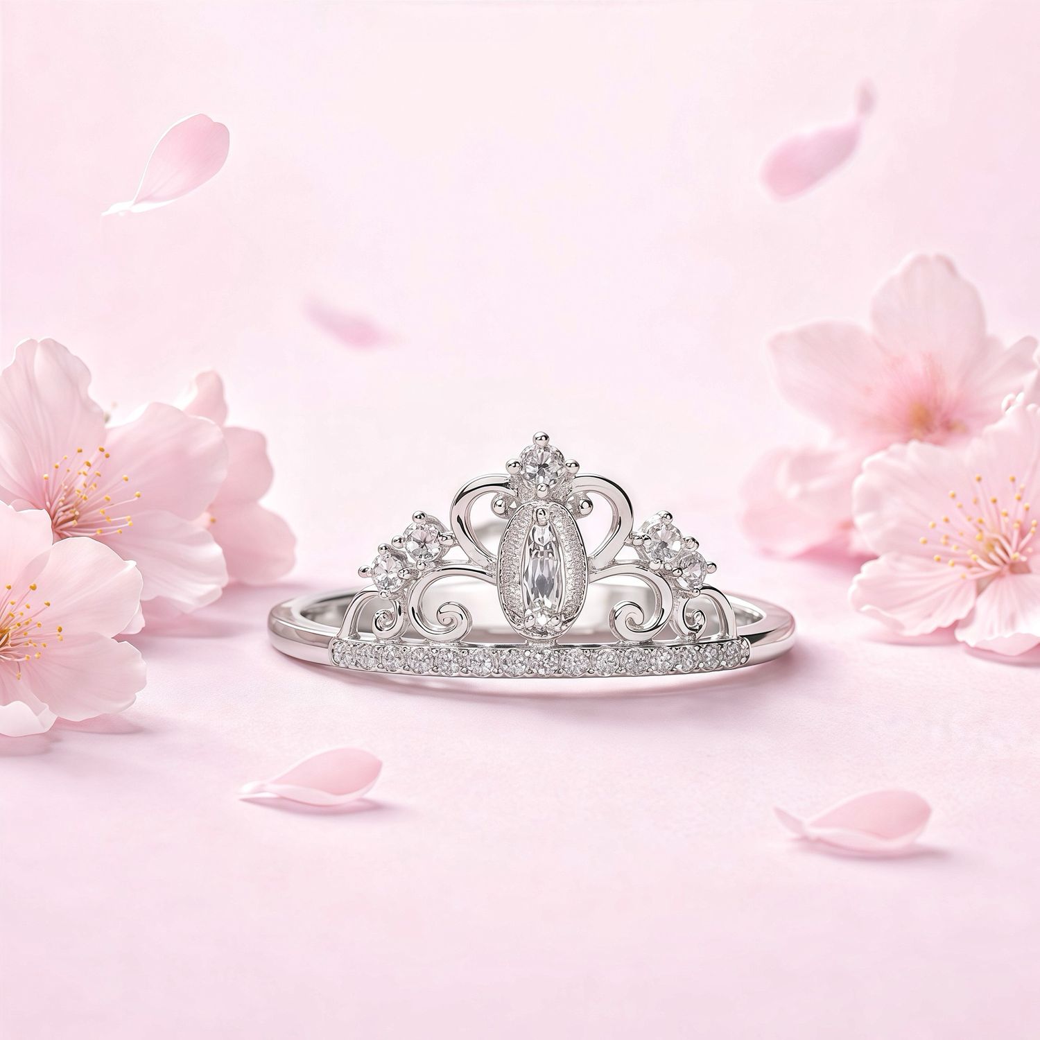 Anillo Corona con Virgen Plata Italiana 925 con Rodio