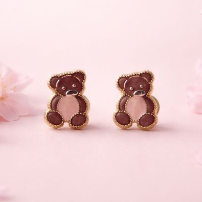Broquel osito Esmaltado Cafe Oro 10K