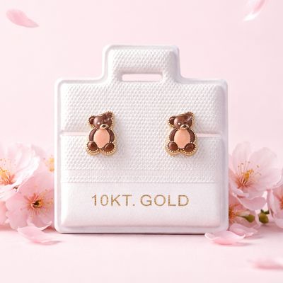 Broquel osito Esmaltado Cafe Oro 10K Broquel osito Esmaltado Cafe Oro 10K