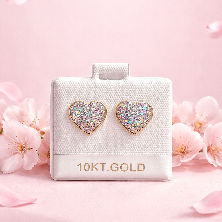 Broquel Pasta Corazon Tornasol 9mm Oro10K