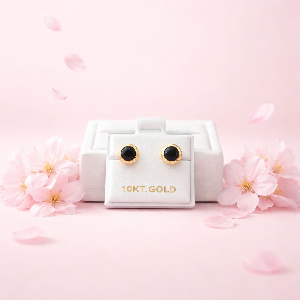 Broquel Bisel Rehilete  Negro 7mm Oro10K