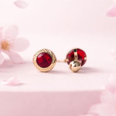 Broquel Bisel Rehilete  Rojo 7mm Oro10K