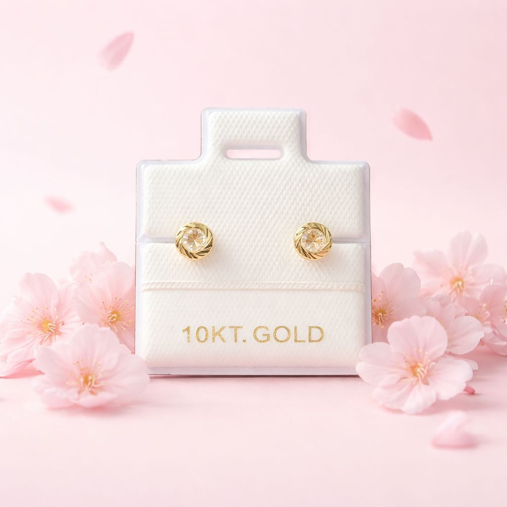 Broquel Bisel Rehilete 4MM Blanco Oro 10K