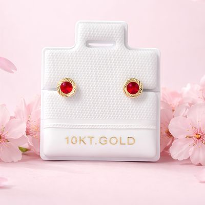 Broquel Bisel Rehilete 3MM Rojo Oro 10K