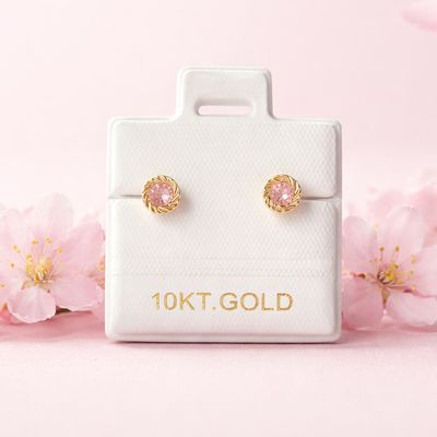 Broquel Bisel Rehilete 3MM Rosa Oro 10K
