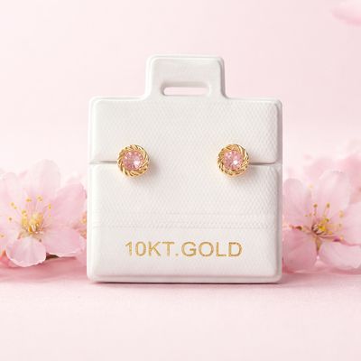 Broquel Bisel Rehilete 3MM Rosa Oro 10K