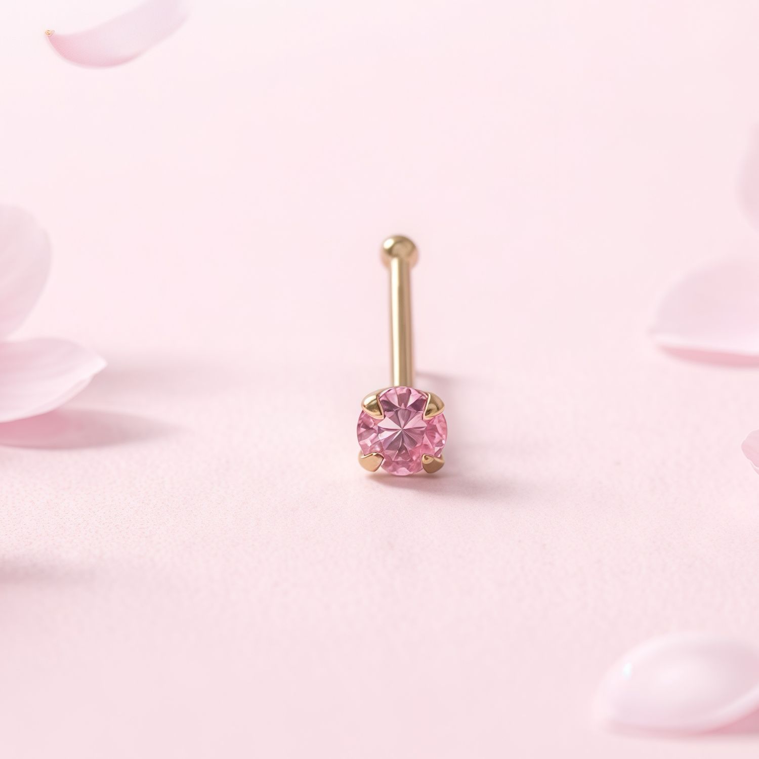 Piercing para nariz con Zirconia Recto Rosa Oro 10K MX