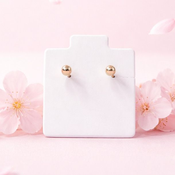 Broquel Flor Bisel Diamantado Morado 5MM Blanco  Oro 10K