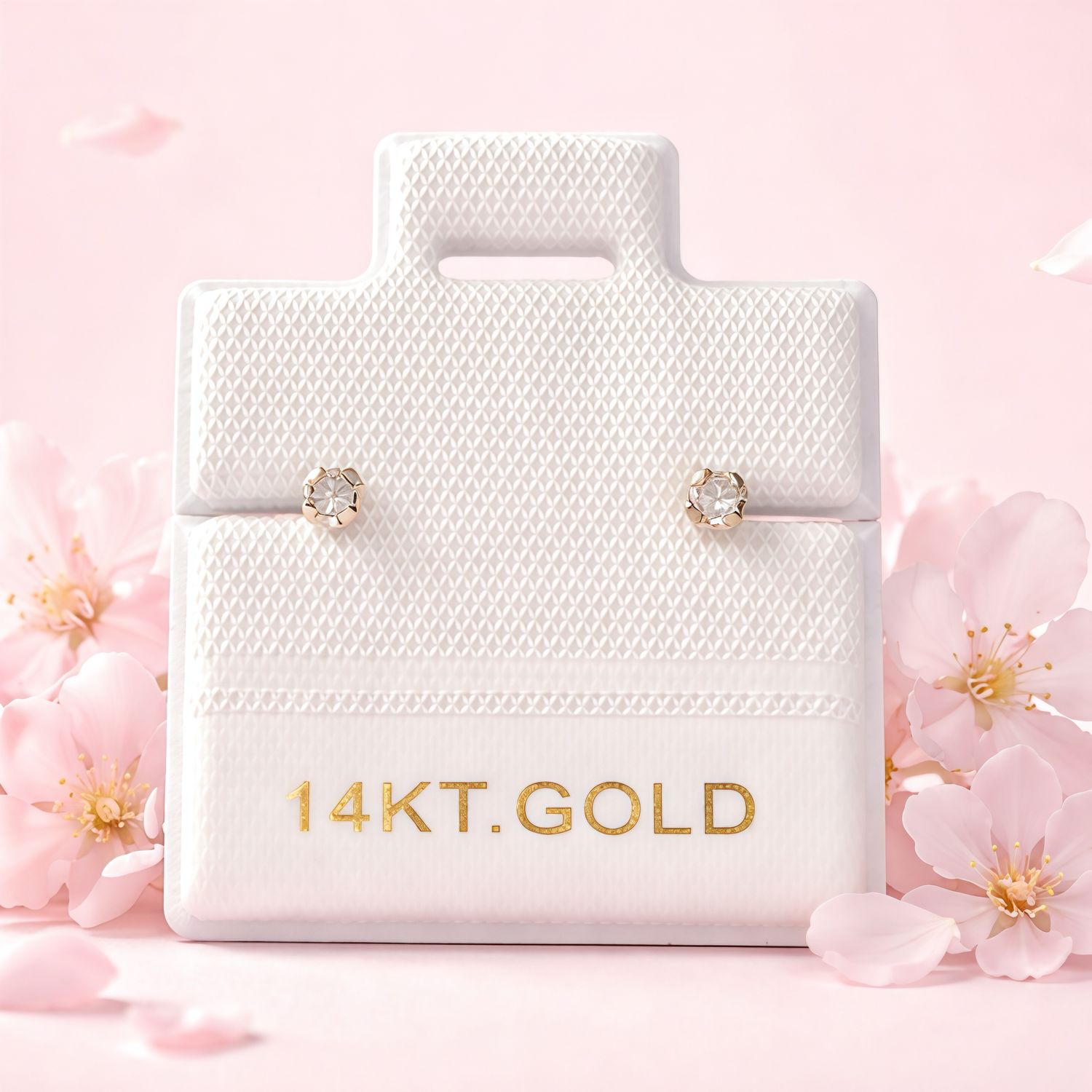 Broquel Redondo Zirconia Blanca 2mm ORO 14K