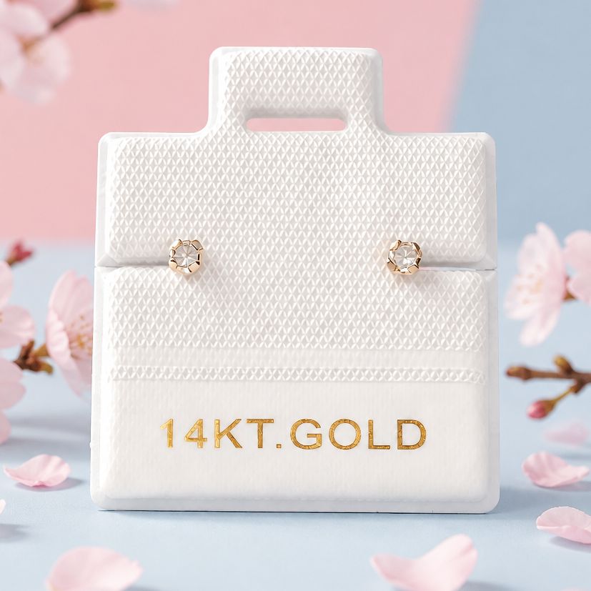 Broquel Redondo Zirconia Blanca 2mm ORO 14K